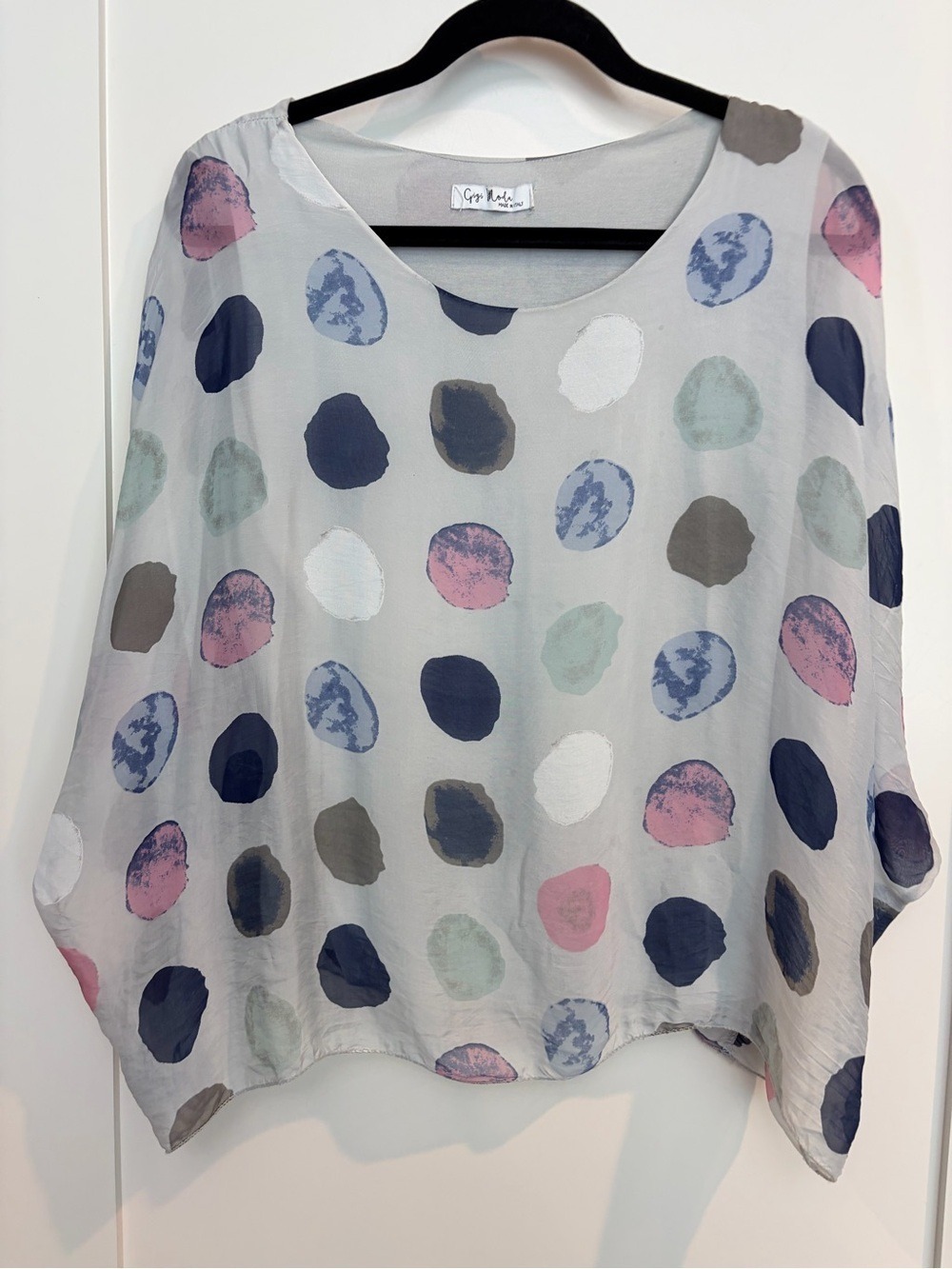 Gigi Moda Made in Italy Silk Blend Polka Dot Tunic Top